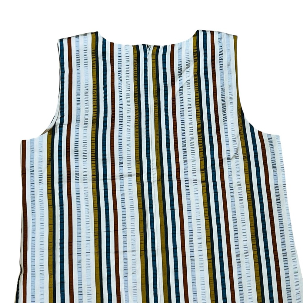 Theory Women’s Sz 2 V-Neck Stripe Sleeveless Linen Blend Dress Shift Lightweight - Picture 7 of 15